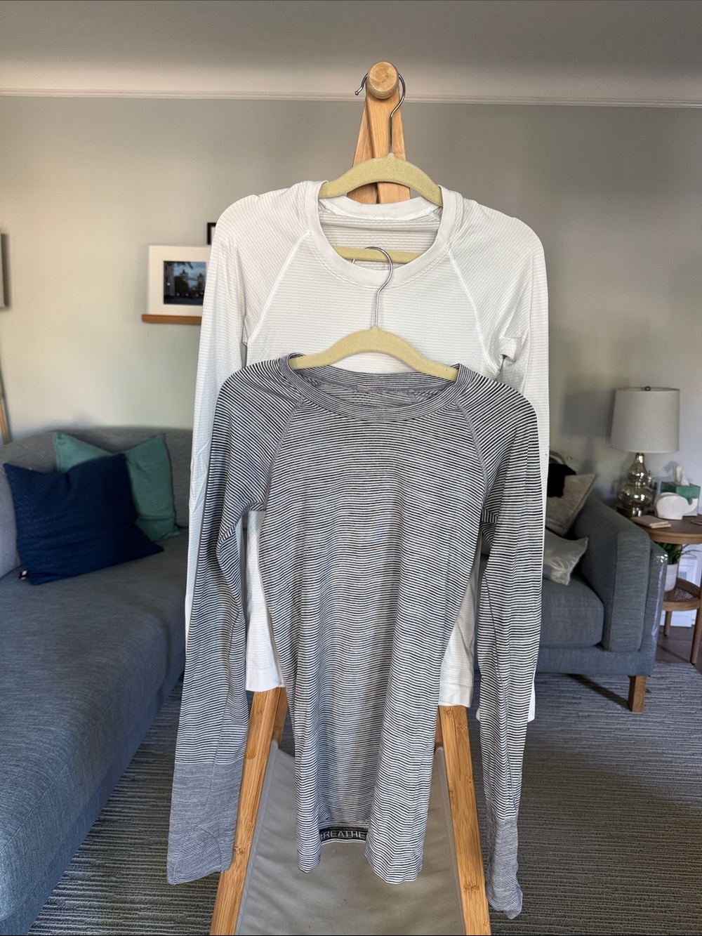 lululemon athletica Black & White Striped Performance Top